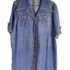 DENIM JACKET, 1972, PANTMAN, MISSES MEDIUM, METAL BUTTONS, TWO POCKETS, SHORT